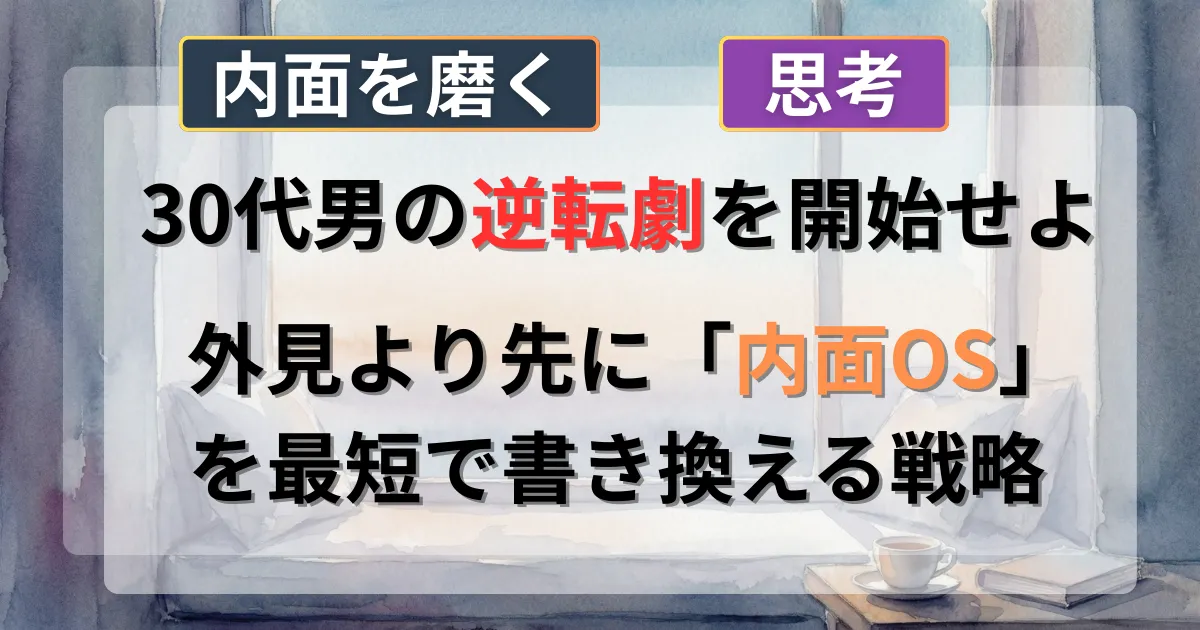 30代男性が自分磨きで市場価値を上げる方法の攻略法を解説した記事のイメージイラスト