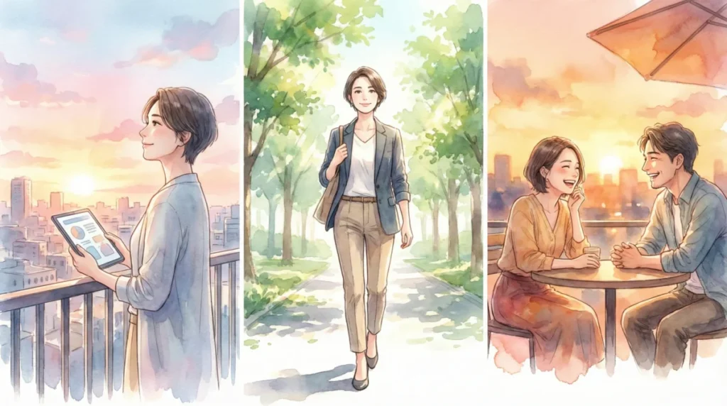 自分の人生に責任を持ち、対等で前向きなパートナーシップを築く姿を表現したイメージ