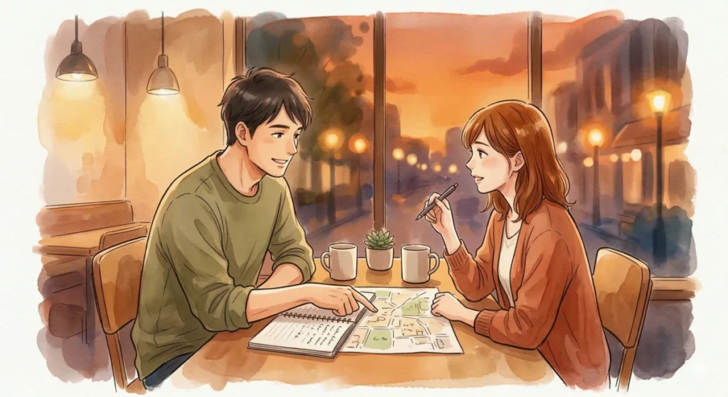 プレッシャーを手放し、対等で心地よい関係を築く男性のイメージ