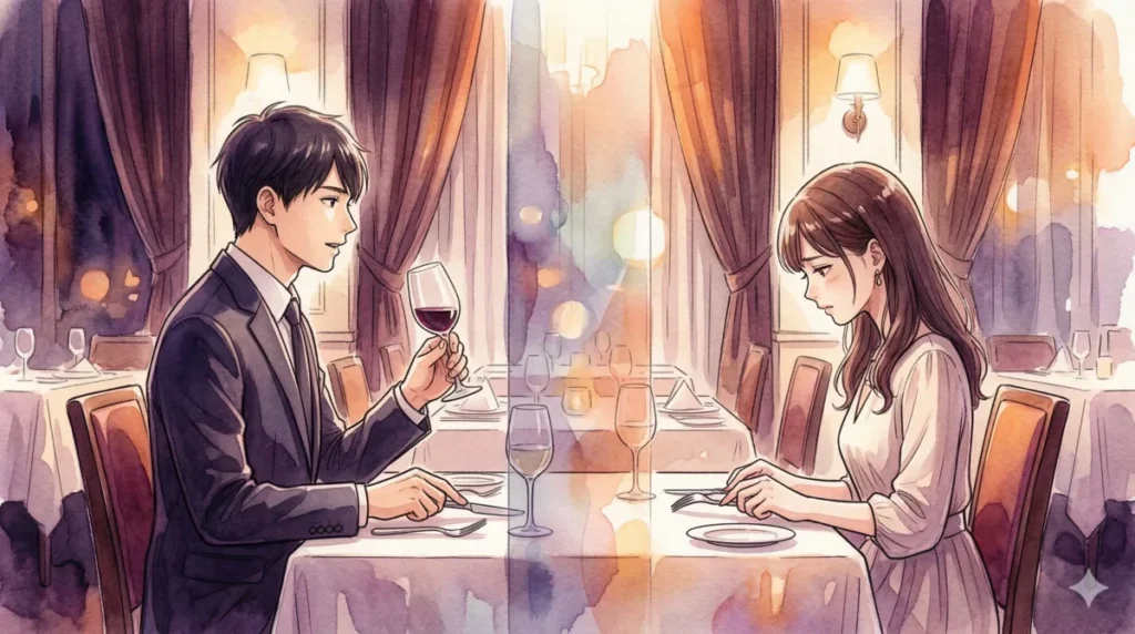 完璧に振る舞うことで相手との間に壁を作り、心の距離が縮まらない状況を表現したイメージ