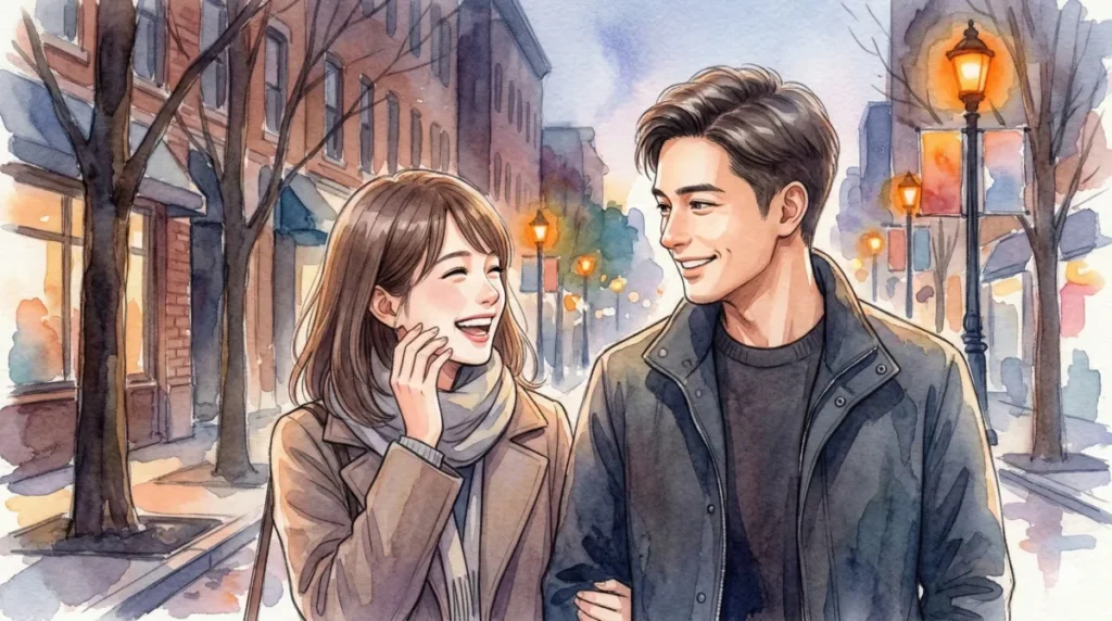 肌のコンプレックスを解消し自信を持ってデートを楽しむ様子を表現したイメージ