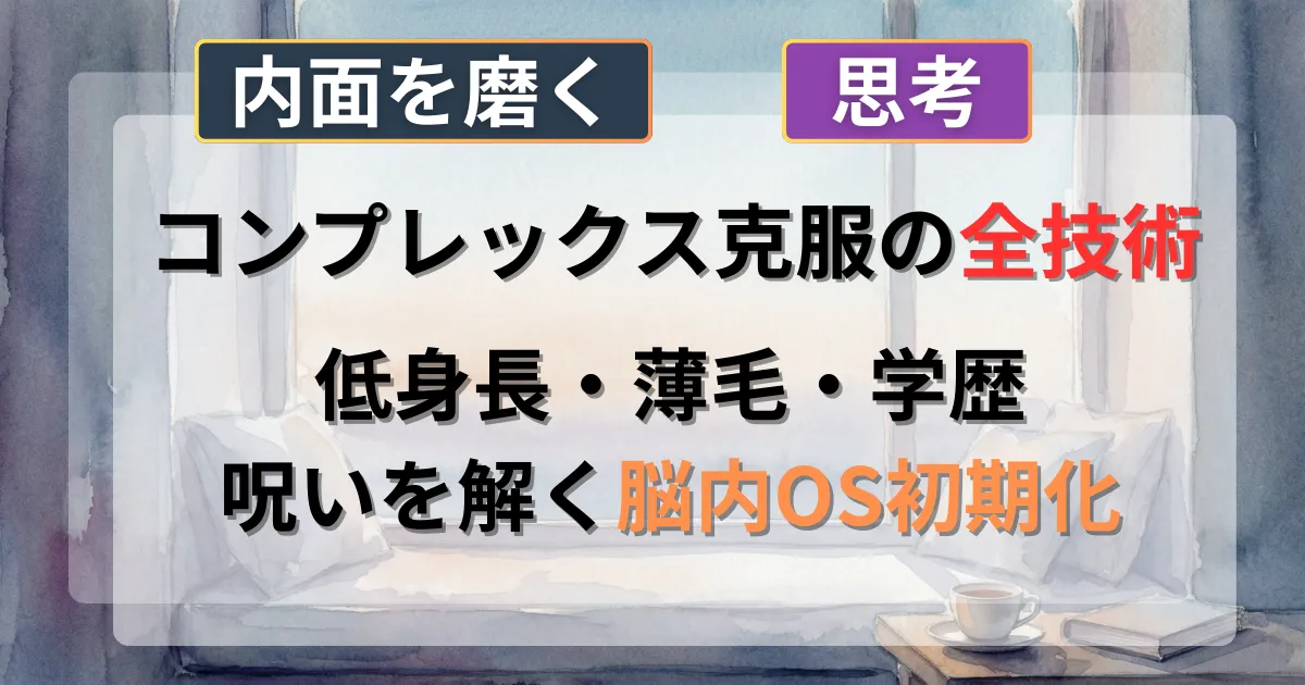 男性がコンプレックスを克服し内面を磨くための攻略法を解説した記事のイメージイラスト