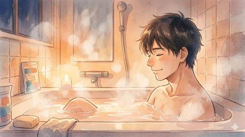 不格好な自分を許し、受け入れたことで、心に余裕が生まれ前向きに恋愛を楽しむ男性のイメージ