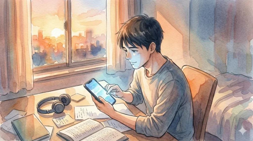 自分の弱さを受け入れ自分に合った省エネな恋愛の形を見つけた姿を表現したイメージ