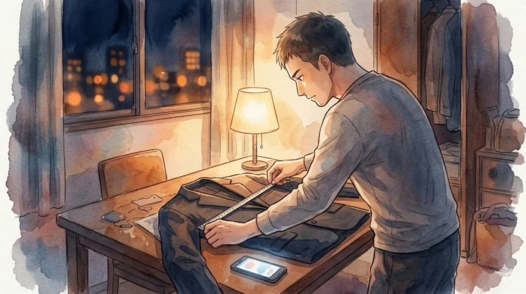 自宅にいながら、自分に合った服を簡単に選べる便利なサービスを表現したイメージ