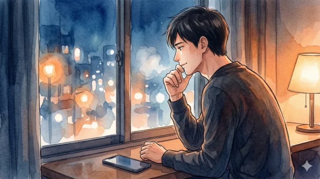 自身の不格好さを認め心の余白を持って前向きに自分と向き合う姿を表現したイメージ