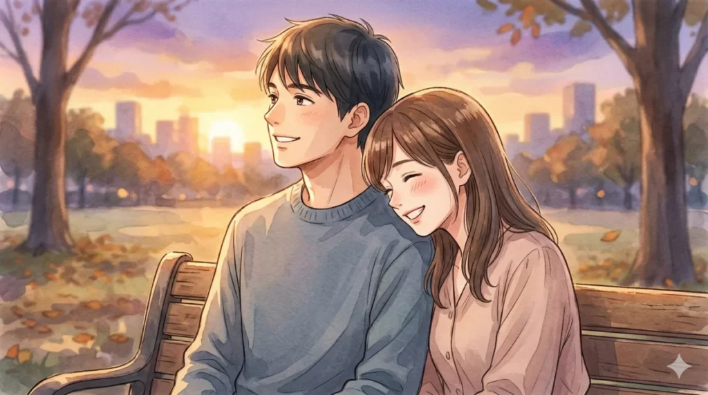 適切な出力調整で心の余裕を手に入れ、理想のパートナーと幸せを掴んだ状況のイメージ