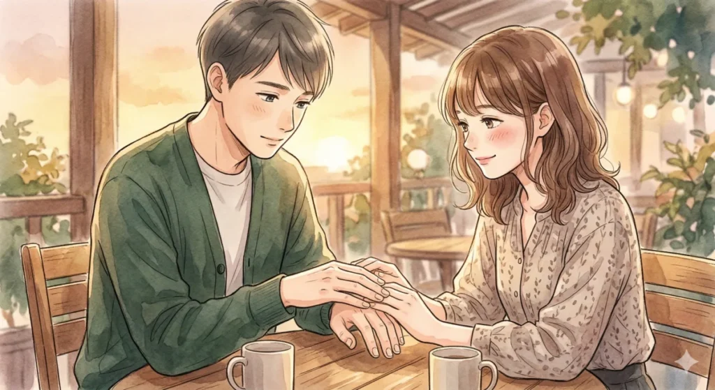 清潔な手元での触れ合いを通じて相手との親密度を高める様子を表現したイメージ