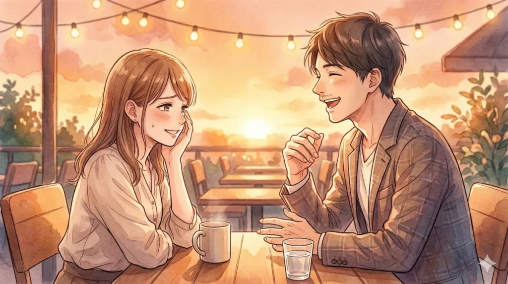 対面での会話中に相手から見られている顔の清潔感への意識を表現したイメージ