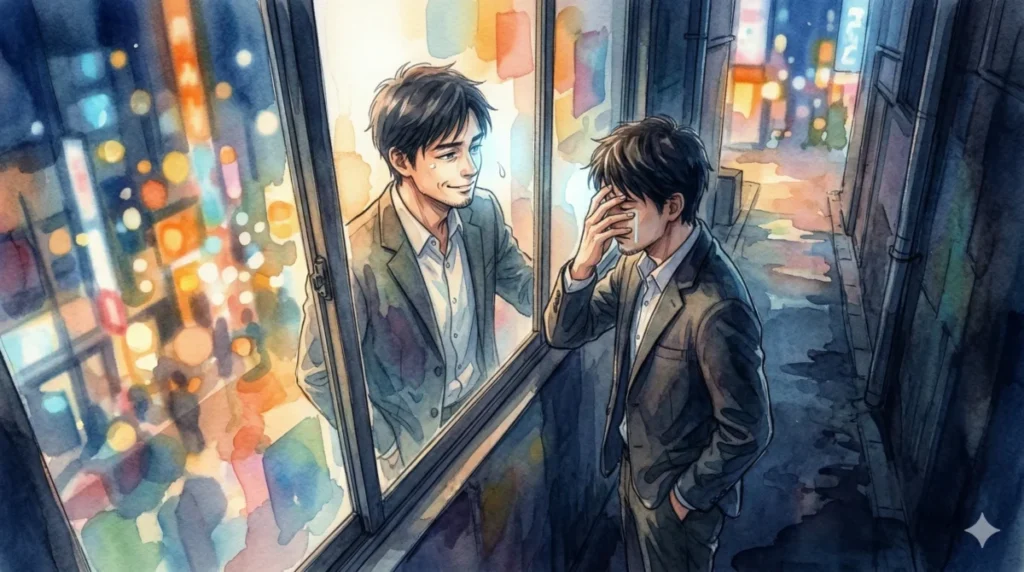 婚活サービスで欠点のない完璧な理想の相手を追い求め続ける30代男性の様子を表現したイメージ