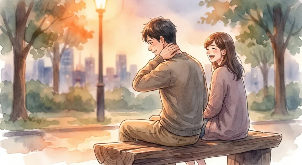 完璧な自分を演じるのをやめ、素の自分を見せる「武装解除」によって相手と心を通わせるイメージ