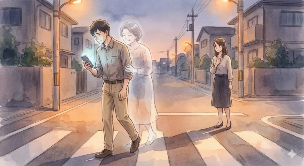 一人暮らしの孤独感や世間体によるプレッシャーに悩む心理を表現したイメージ