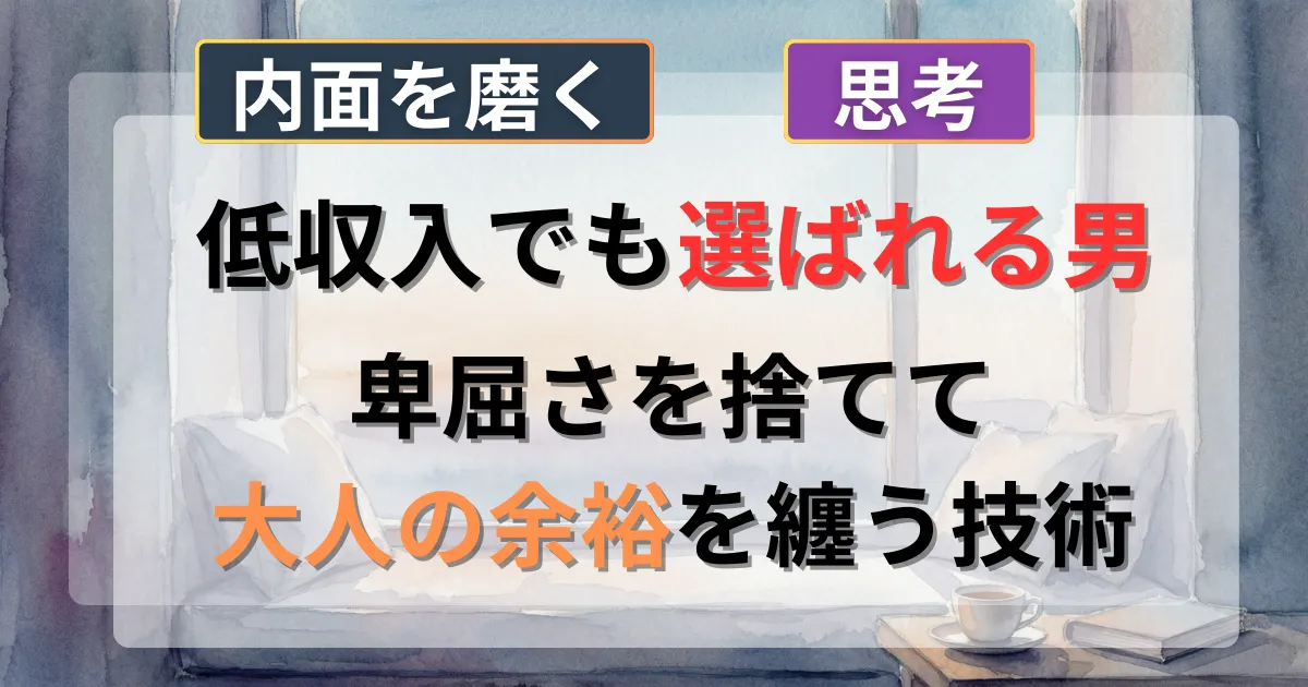 精神的貧困から脱却し選ばれる男になるための攻略法を解説した記事のイメージイラスト