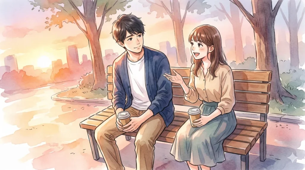 自分語りを手放し、相手の話を穏やかに聞くことで生まれる良好な関係性の様子を表現したイメージ