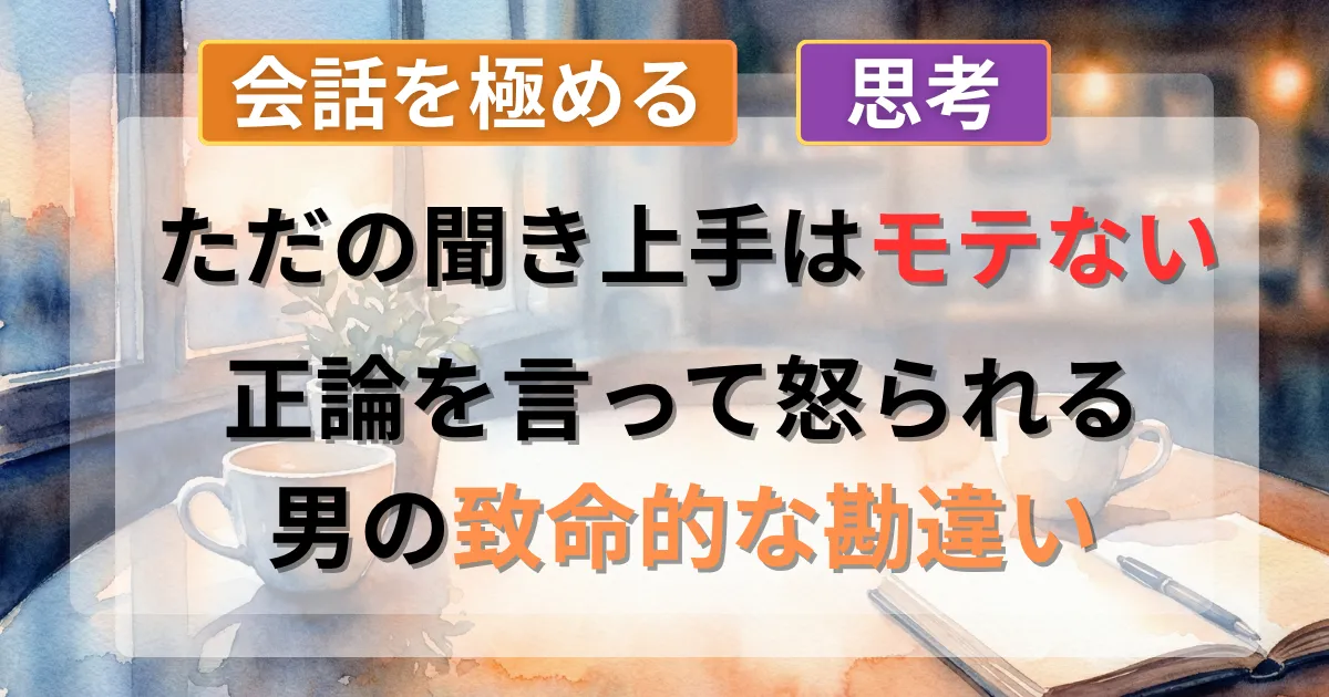 男性の共感力と真の聞き上手の攻略法を解説した記事のイメージイラスト
